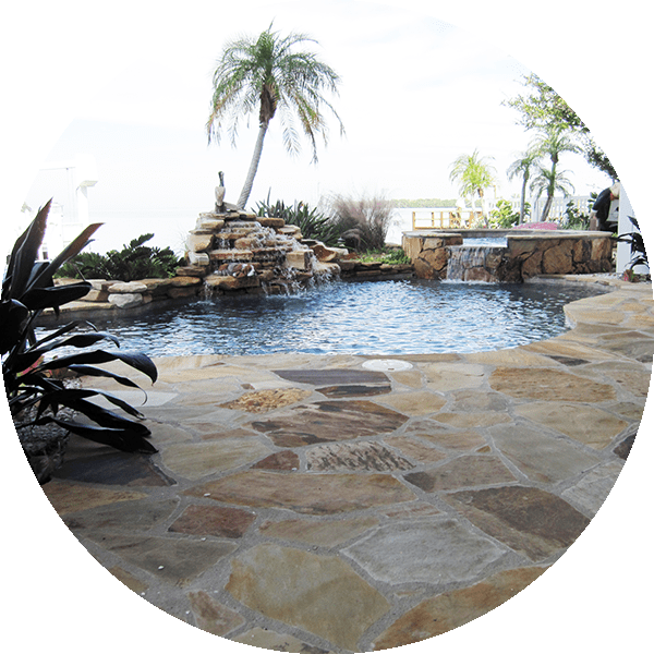 Custom Flagstone Patio & Pool Decking by Waterscapes Pool Remodeling