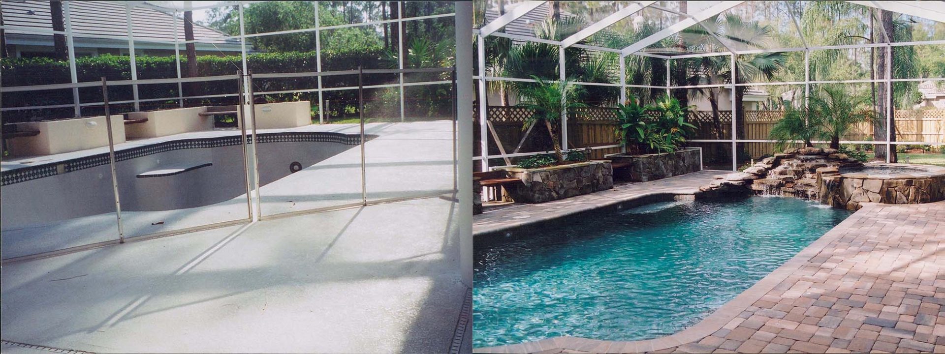 Custom Pool Remodel Before and After by Waterscapes Inc.
