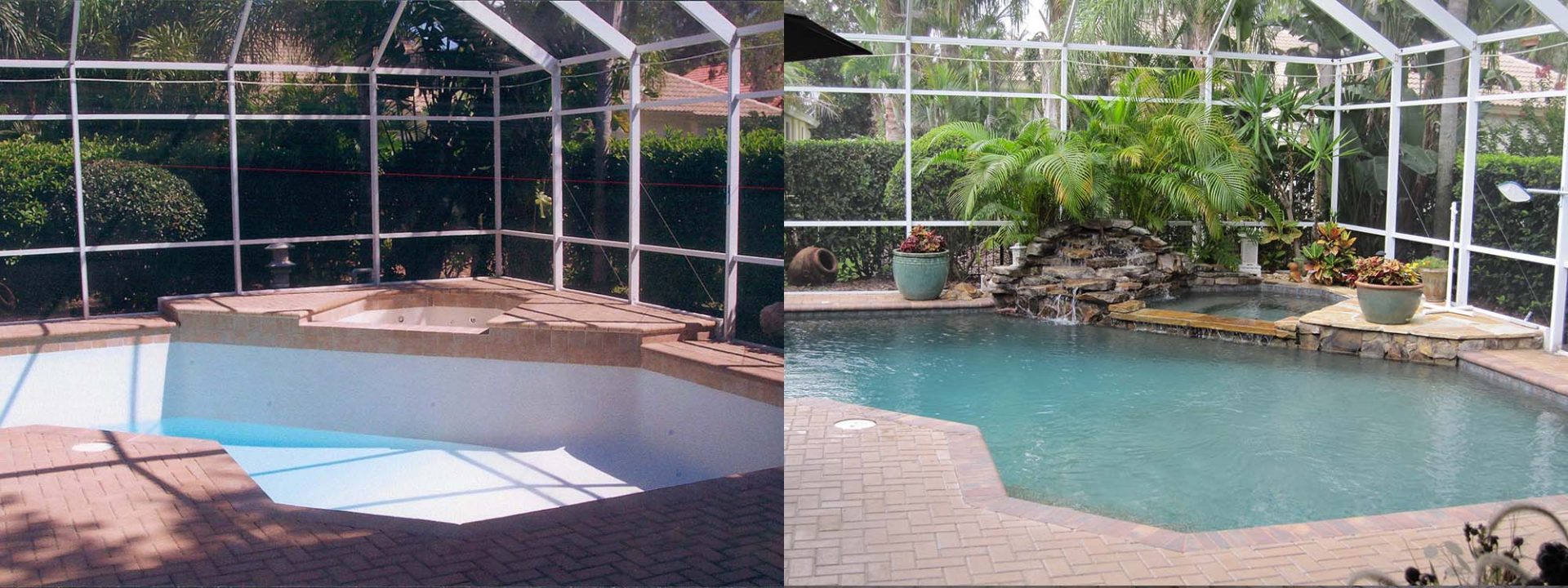 Custom Pool Remodel Before and After by Waterscapes Inc.